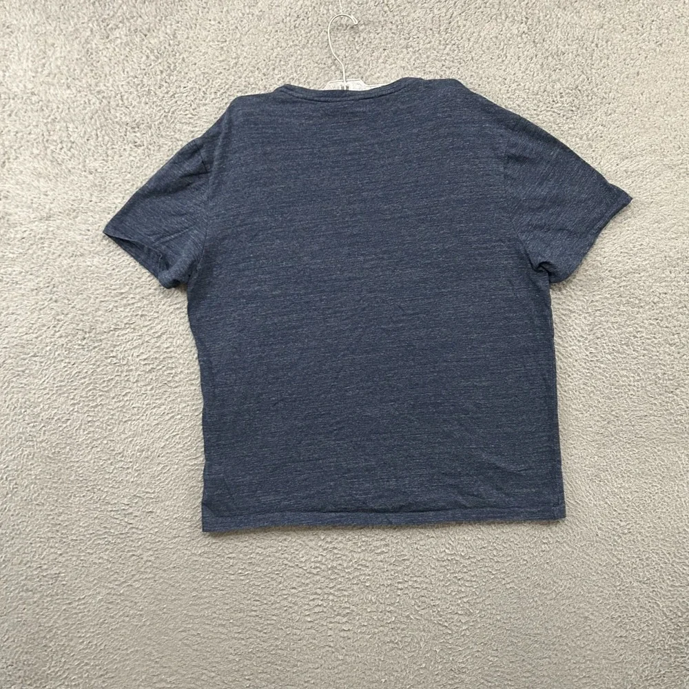 Polo Ralph Lauren Shirt Mens Large Blue V Neck Cotton Tagless Logo Short Sleeve